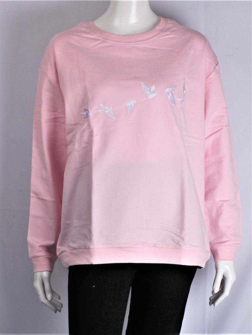 Alice & Lily sweatshirt w embroidered swallows pink STYLE : AL-SW/SS/PNK image 0
